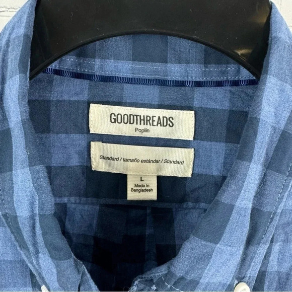 Goodthreads Blue Plaid Casual Long Sleeve Button Down Shirt Size Large - Picture 3 of 8